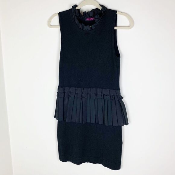 Twelve by Twelve Black LBD with Satiny Ruffle Trim - Picture 1 of 7